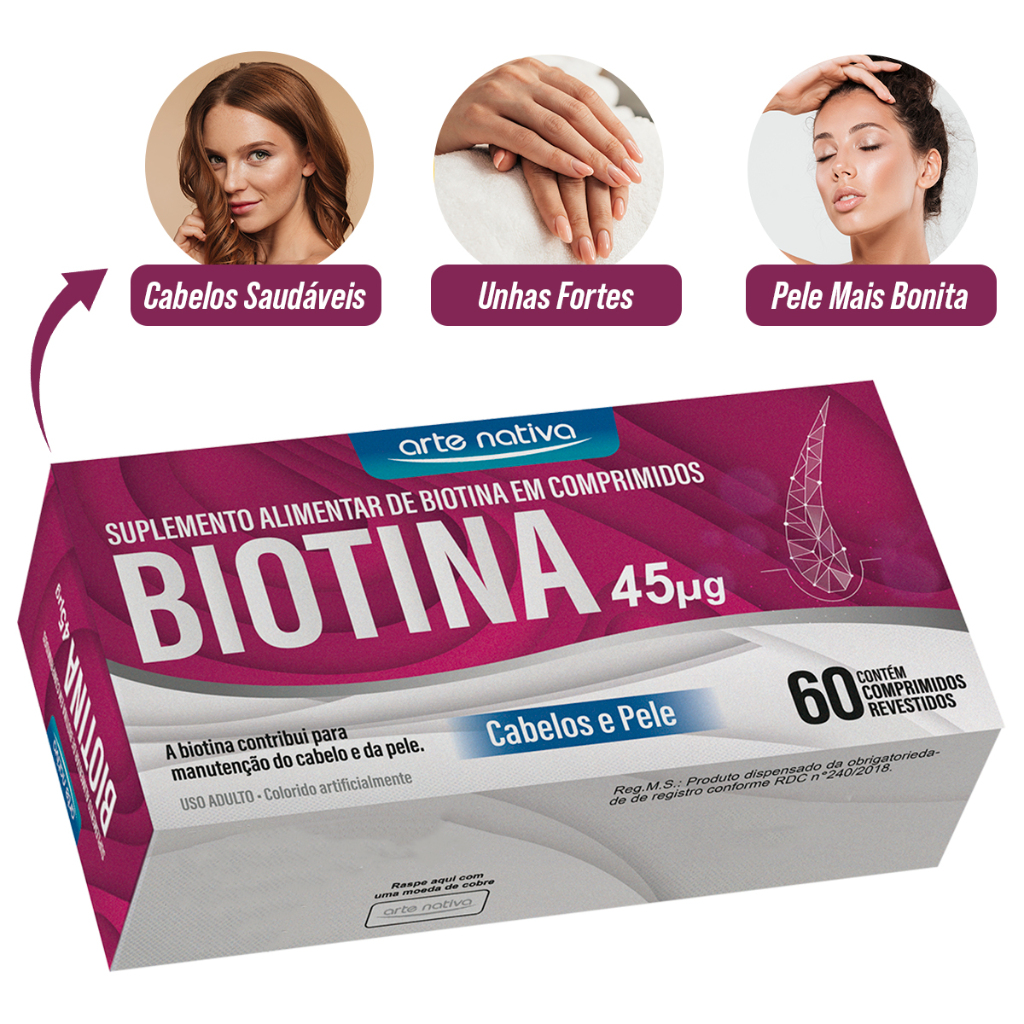 Vitamina Biotina Cabelo Unhas e Pele Vitamina 45g 