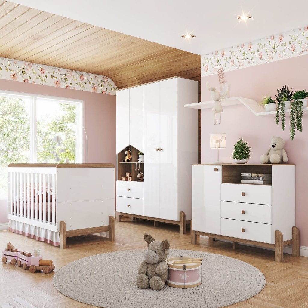 Conjunto Quarto de Bebê Completo Berço 2 em 1, G