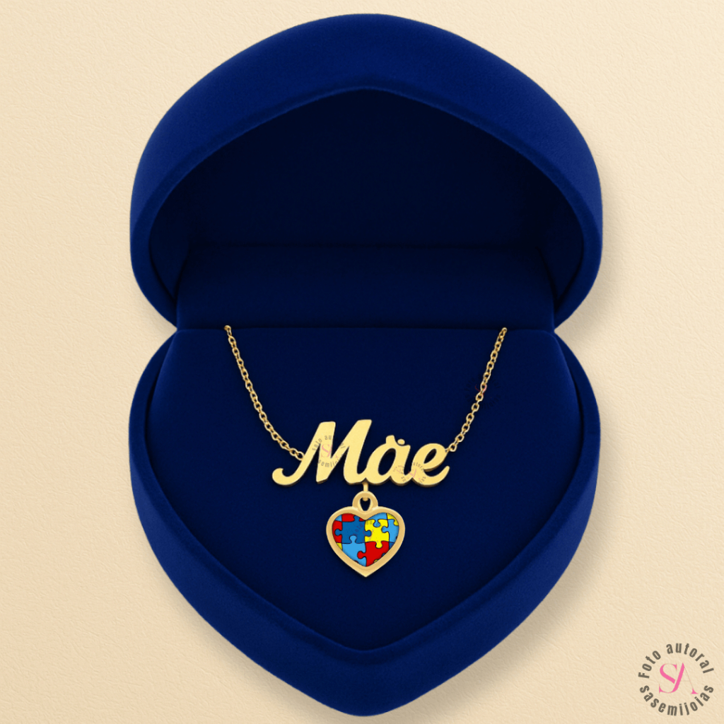 Gargantilha Escrito Mãe Pingente Autismo Cod.C737