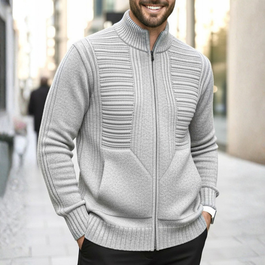 Jaqueta Masculina Com Zíper Blusa De Frio Lã Inv