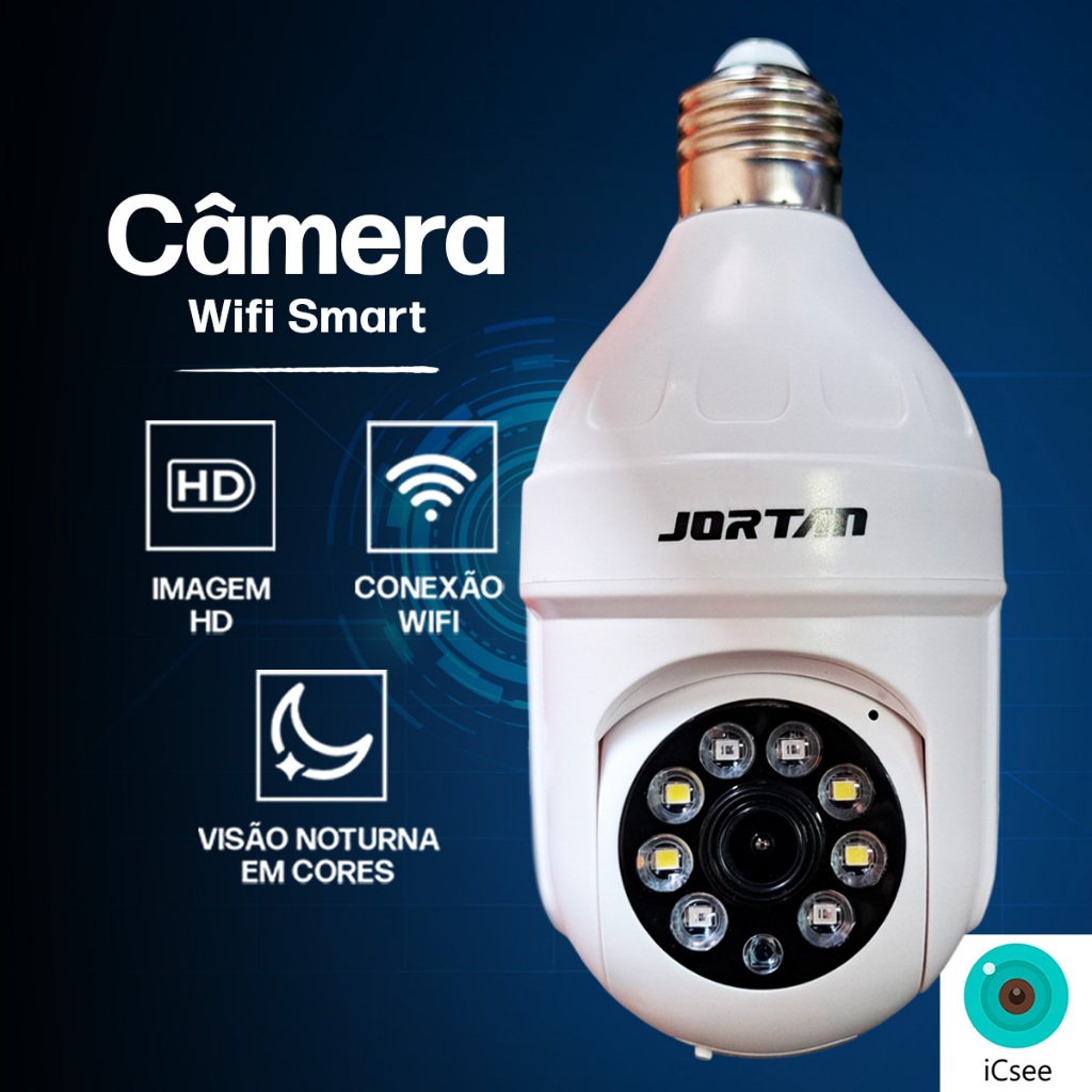 Câmera de Segurança Wifi Ip Rotação Lâmpada E