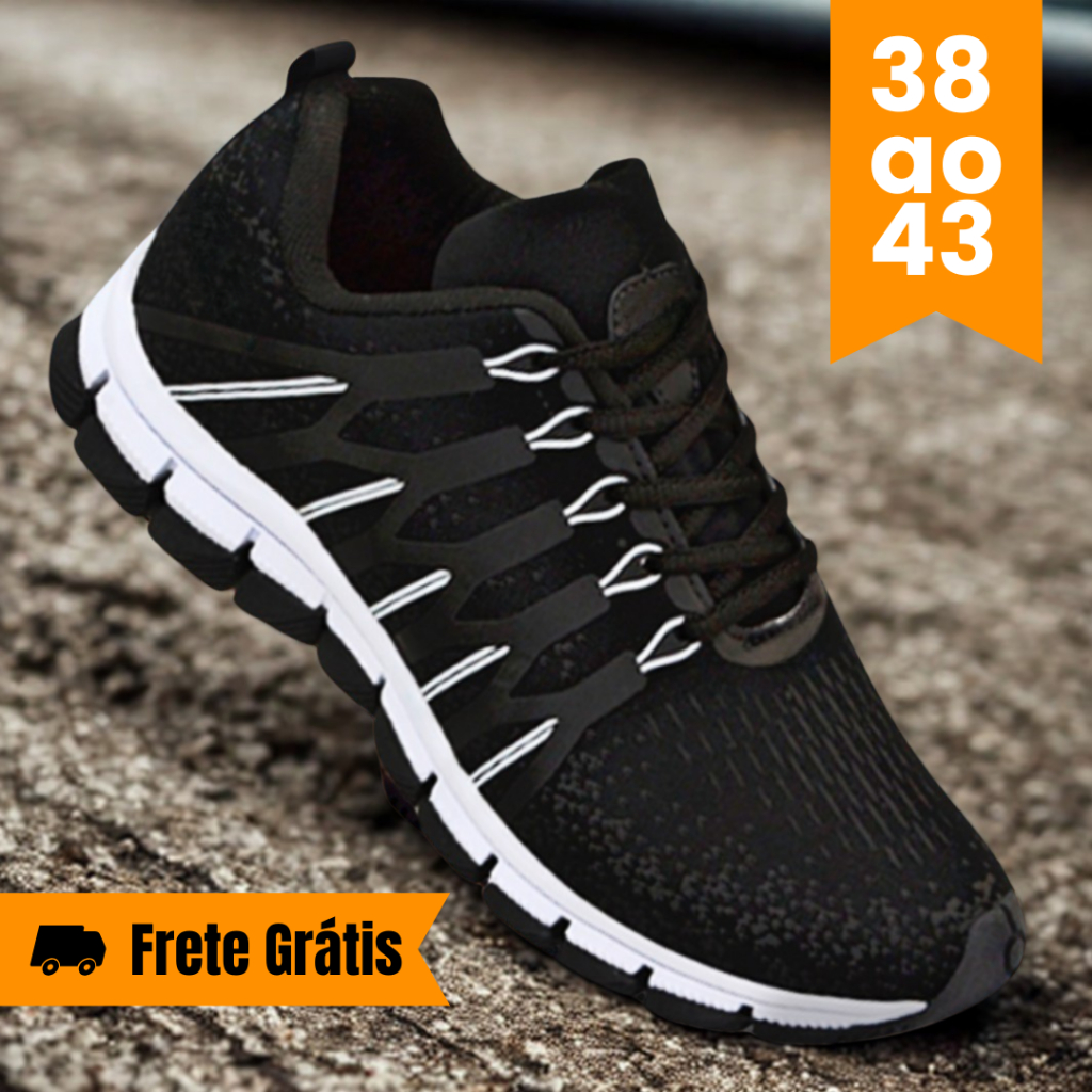 Tênis Esportivo Masculino Solado Flexível e Ajus