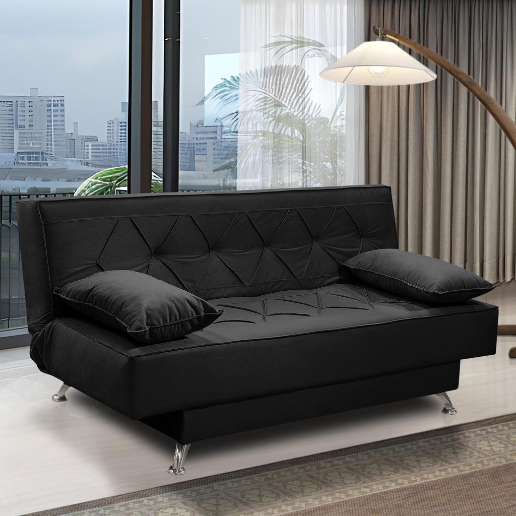 sofá cama 1,80m Íris Suede Preto Adonai Estofado