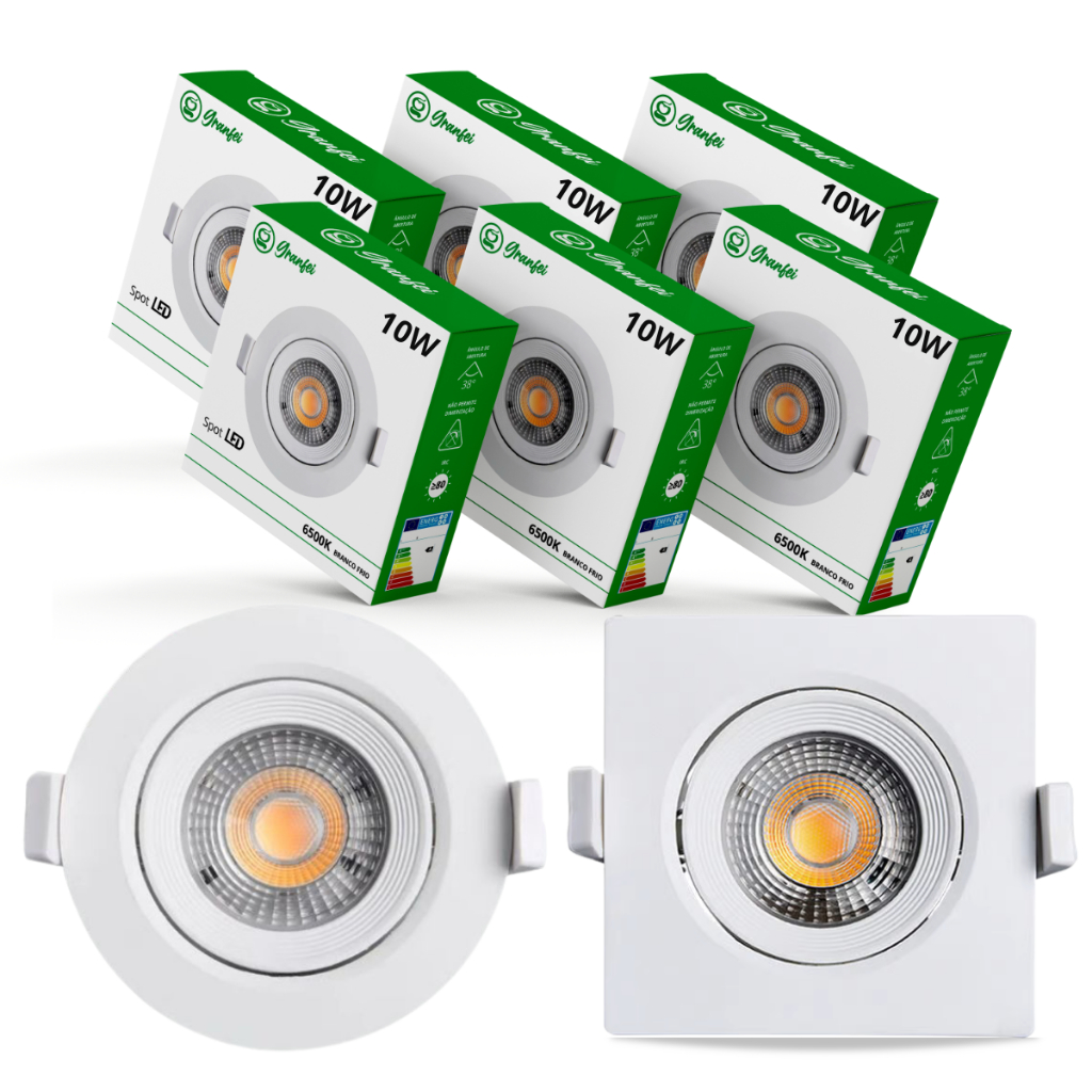 Kit15-20 Luminária Spot Led 10w Embutir – D