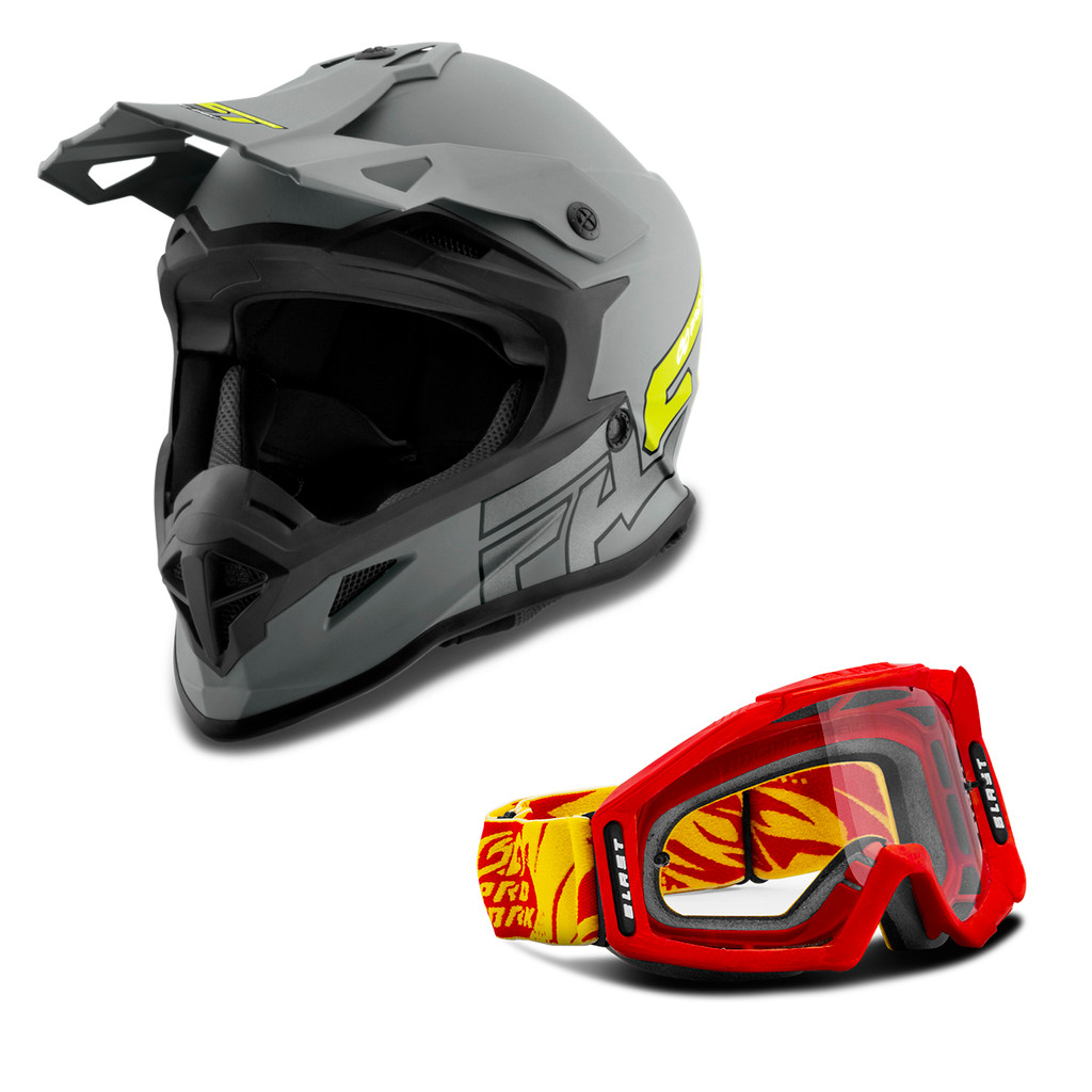 Kit Capacete Motocross Pro Tork Fast 788 Grey Fosc