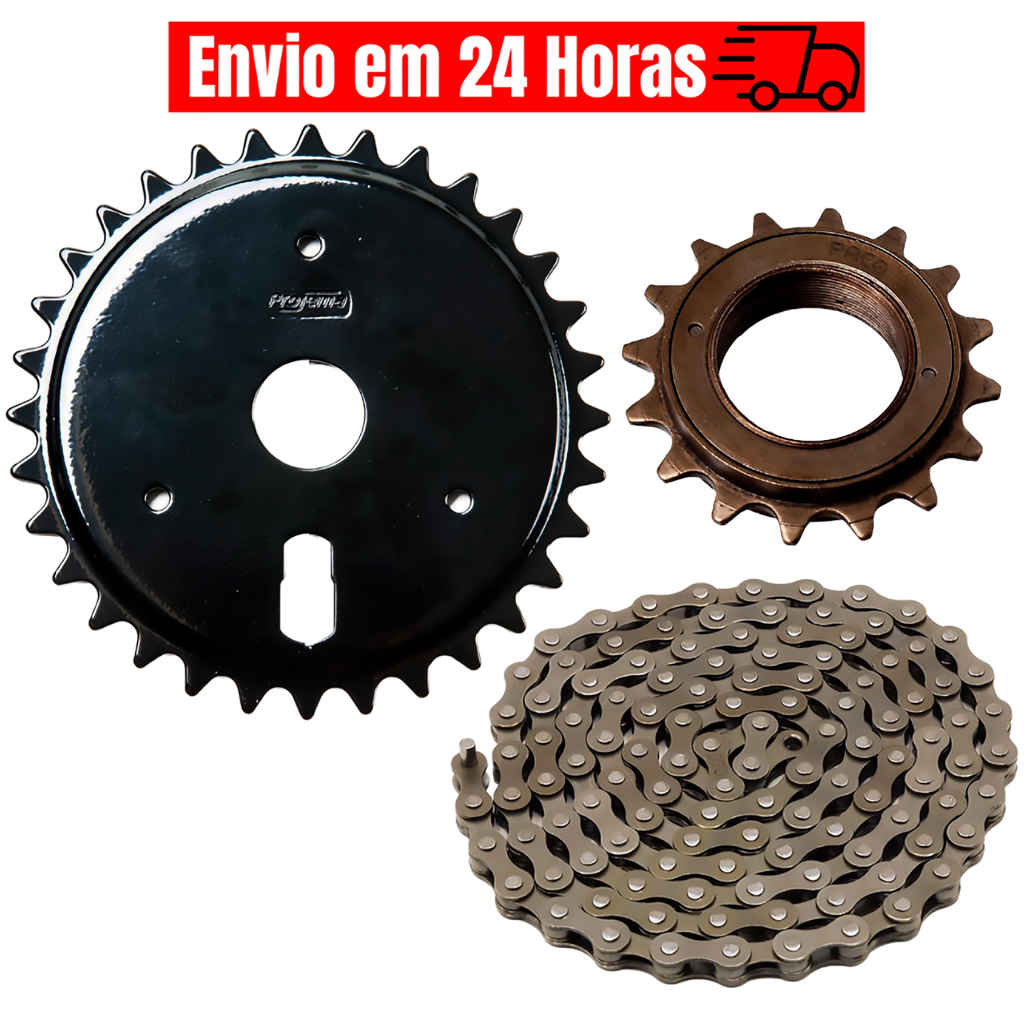 Kit Relação Bike aro 16 20 Mtb Catraca Corrente 