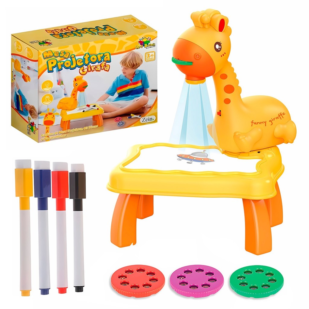 Lousa Mágica Infantil Mesa Projetora Girafa Para 