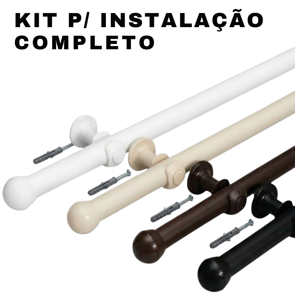 Kit Varão Completo de Madeira para Cortina Resist