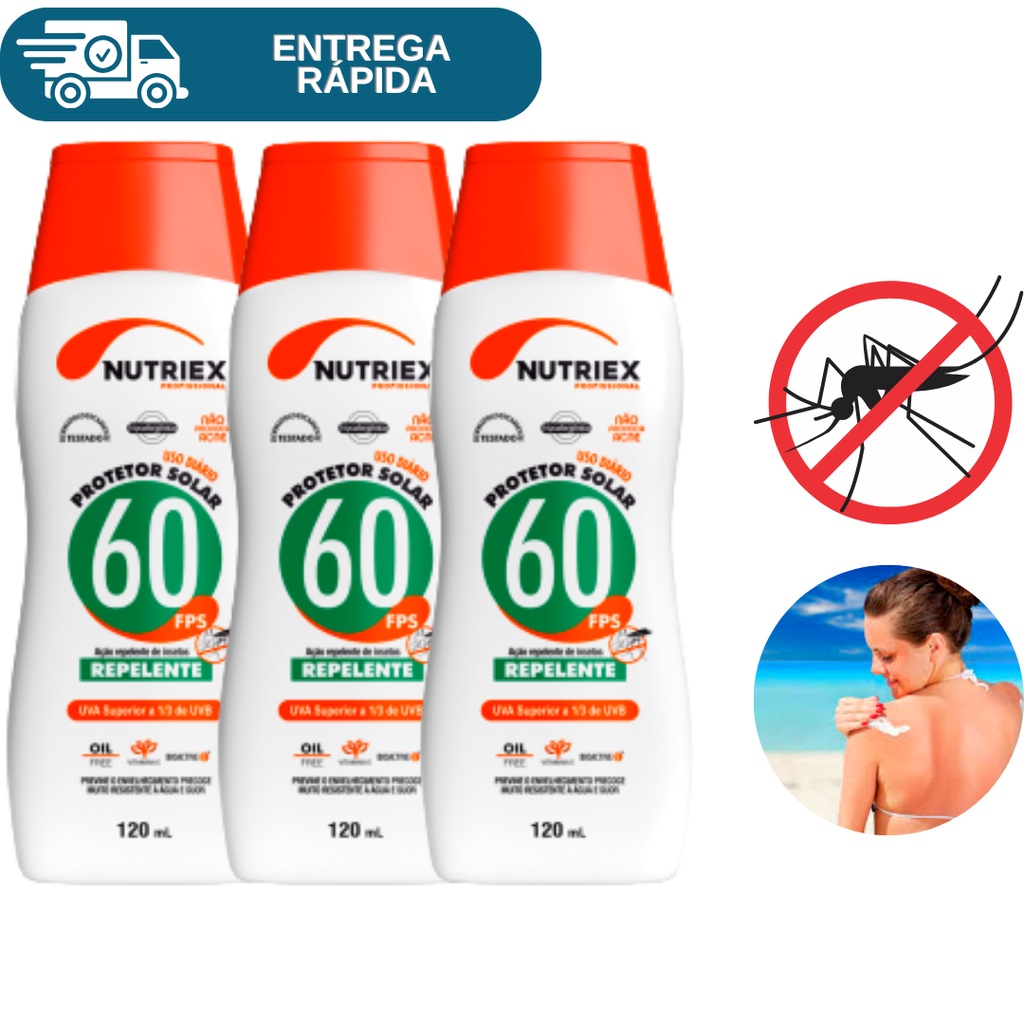 Kit 3 Protetor Solar Fps 60 Ação Repelente 120ml