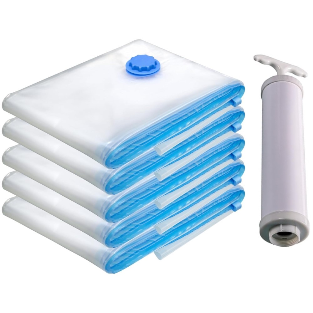 Kit 5 Sacos a Vácuo Pequenos 50x60cm + Bomba De A
