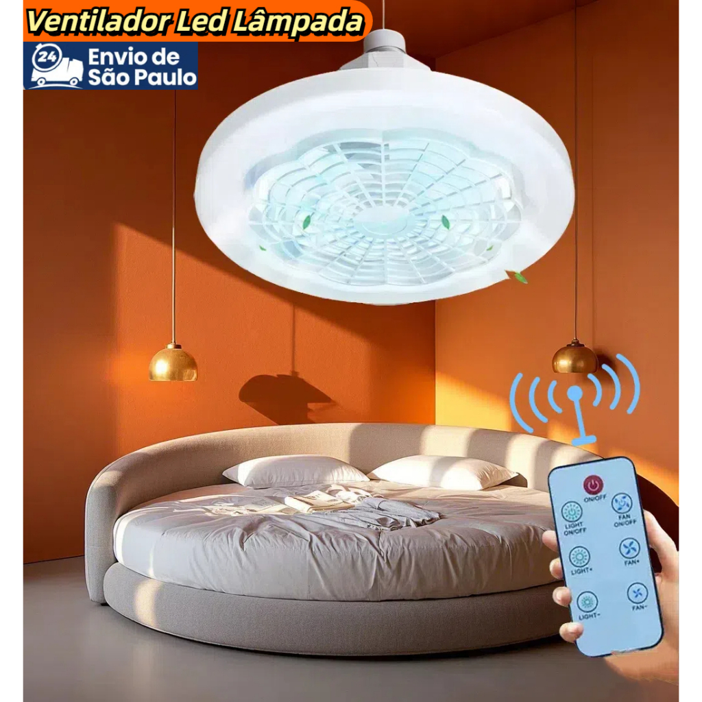 Ventilador De Teto Com Led Lâmpada Novo Com Ajust
