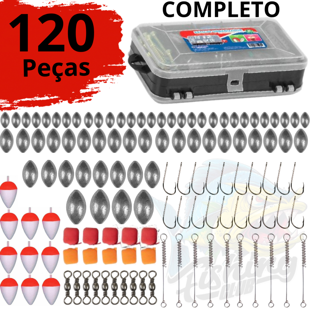 kit pesca anzois chumbadas pescador acessórios pa