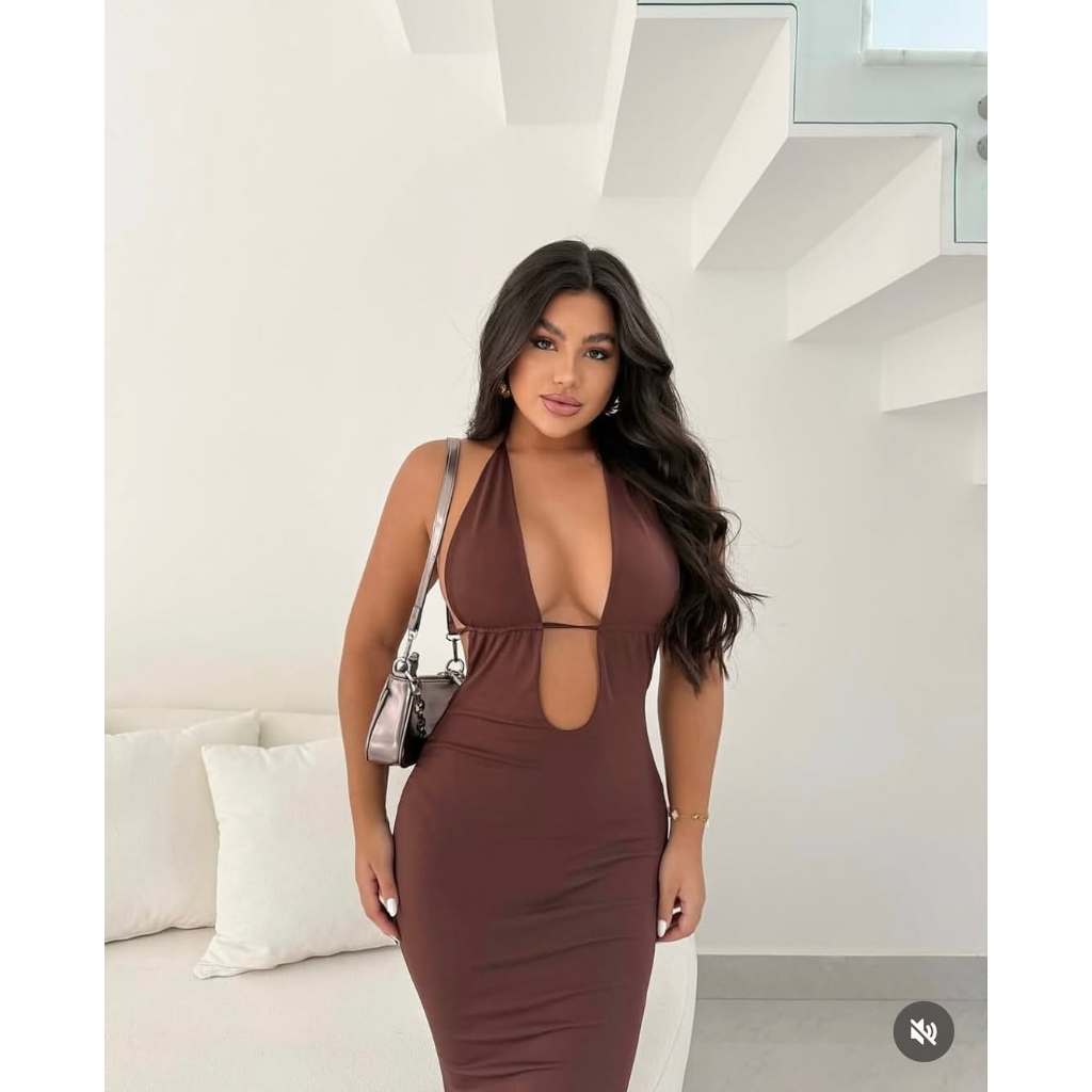 Vestido Feminino Suplex Kim Kardashian  Longo Com 
