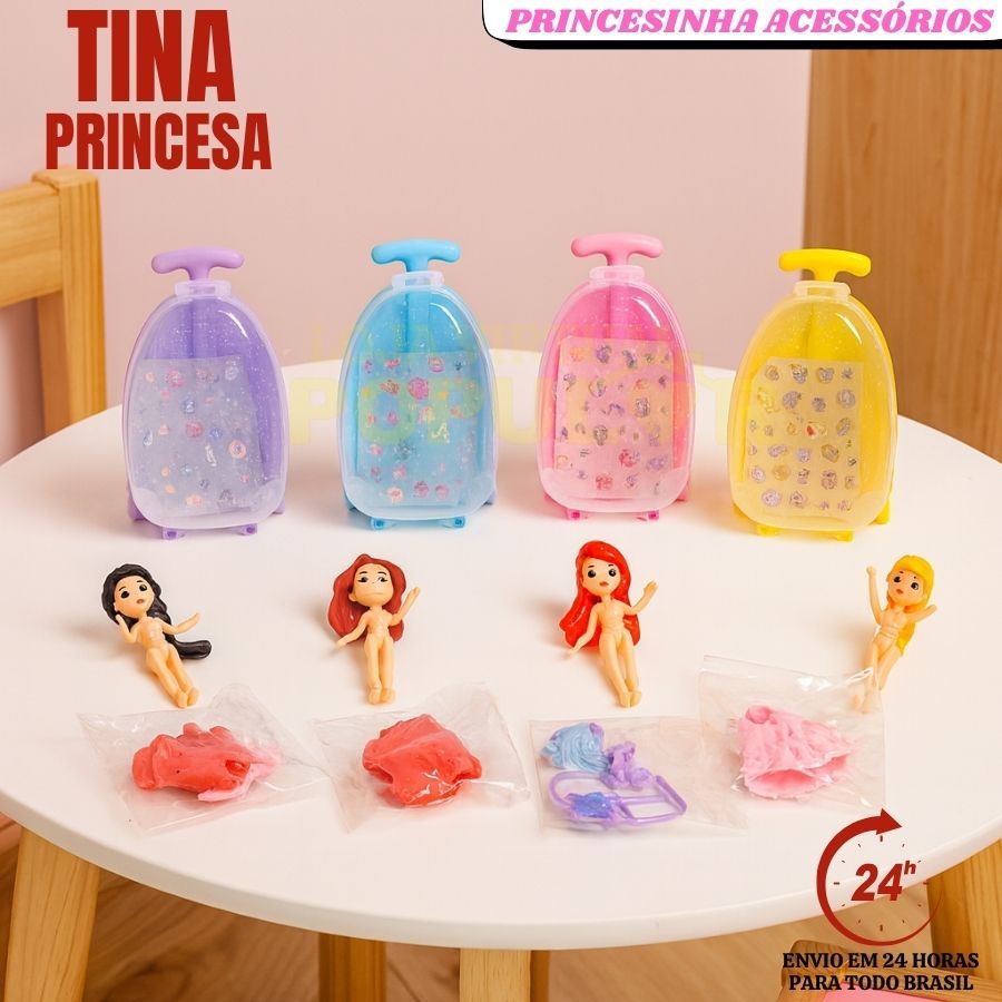 Boneca Tina com Maletinha Estilo Polly Pocket Fash