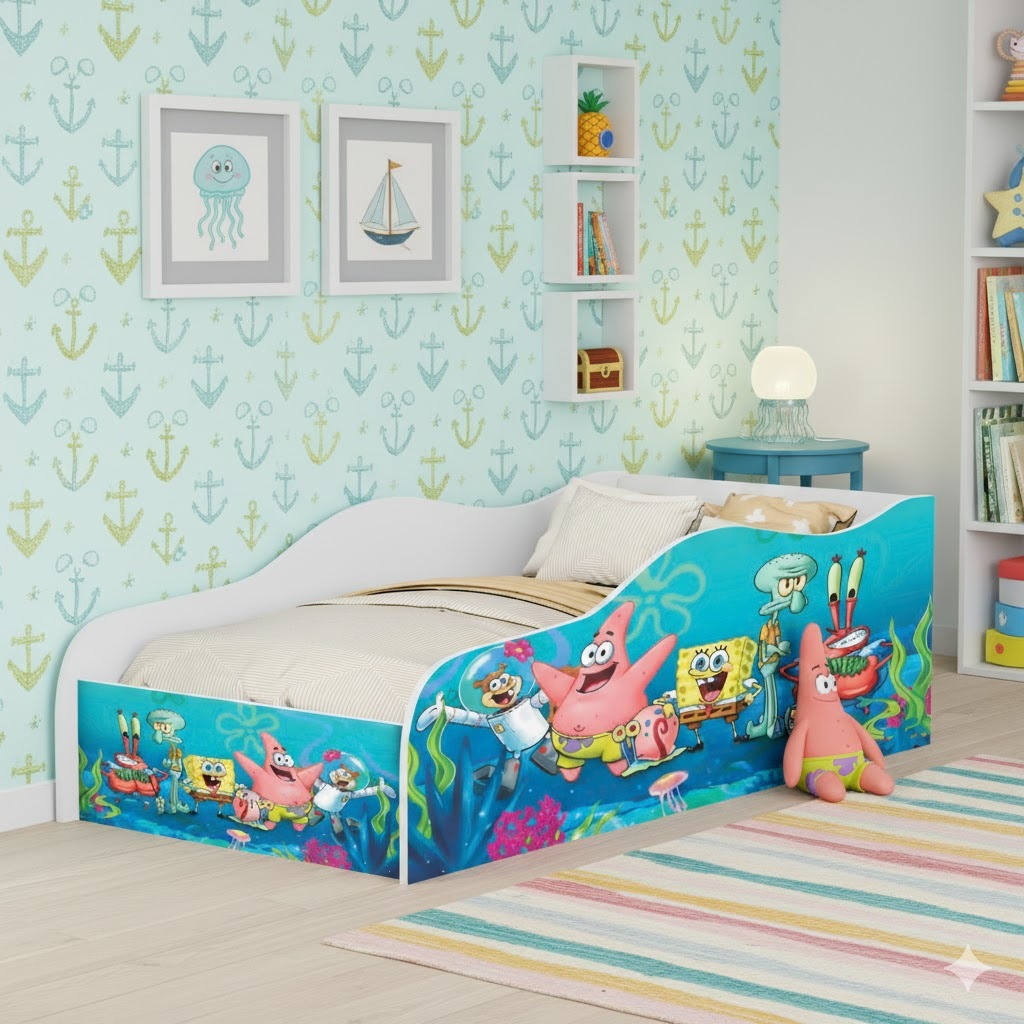 Cama Infantil Montessoriana Mini Cama Bob Esponja 