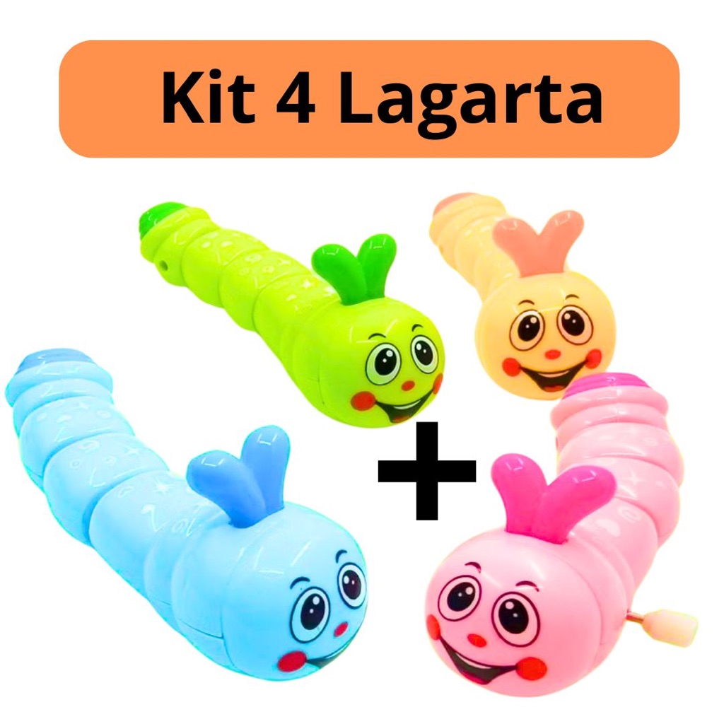 Brinquedo Minhoca mini Lagarta a Corda Colorida Pa