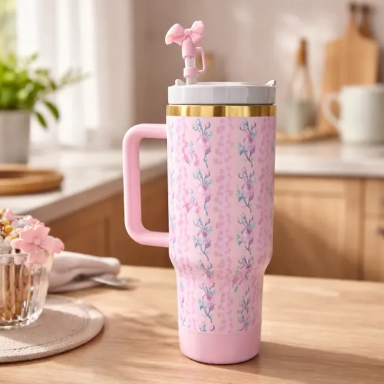 Garrafa 1200ml Térmica Estampa Floral C/ Capinha 