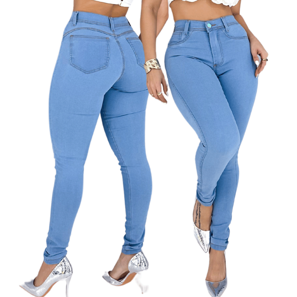 Calça Jeans Feminina Clara Cintura Alta Com Lycra