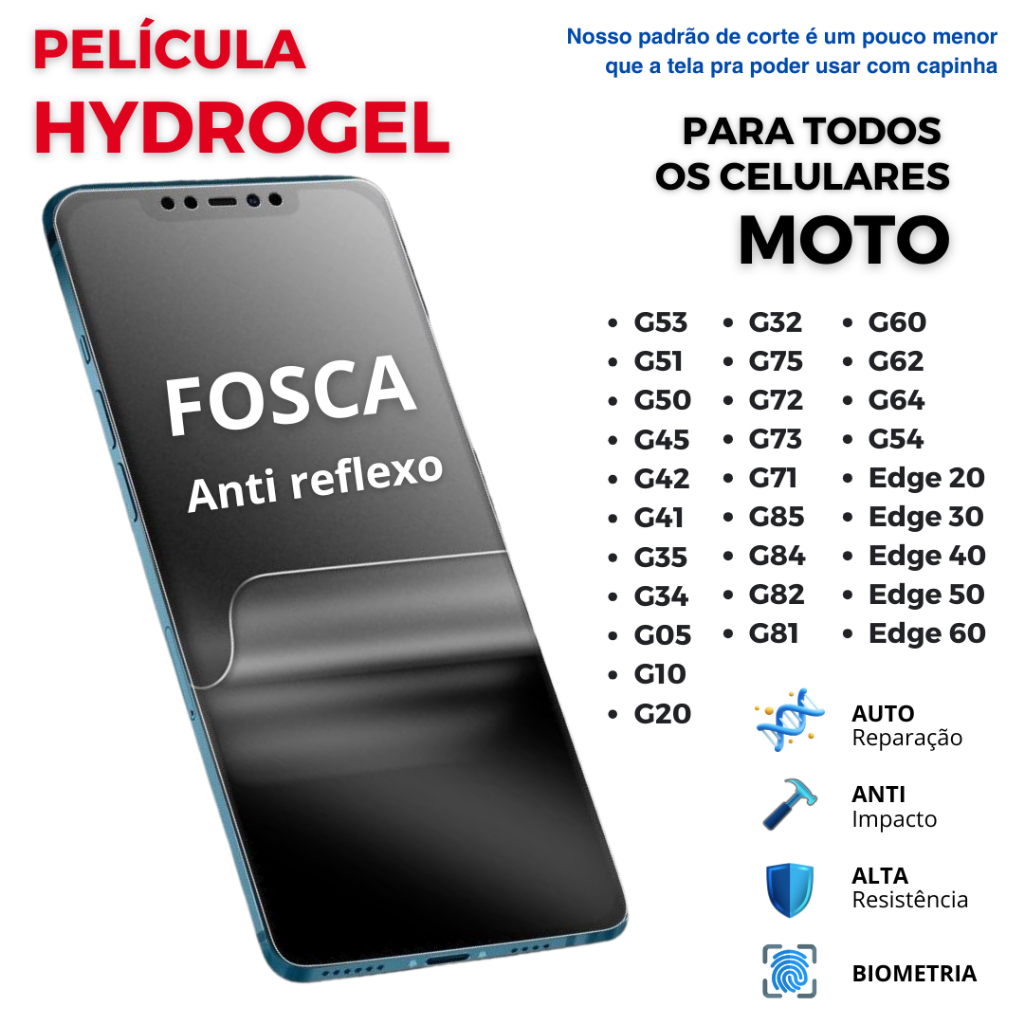 Pelicula Hidrogel PREMIUM FOSCA Flexível para cel
