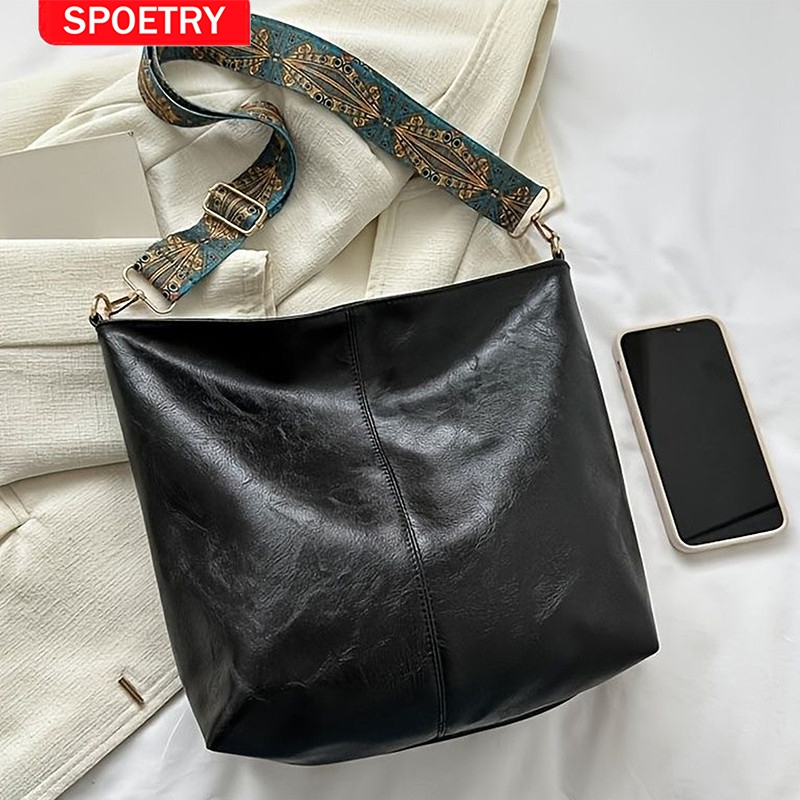 Bolsa Bucket Feminina PU Capacidade Alta Moderna A