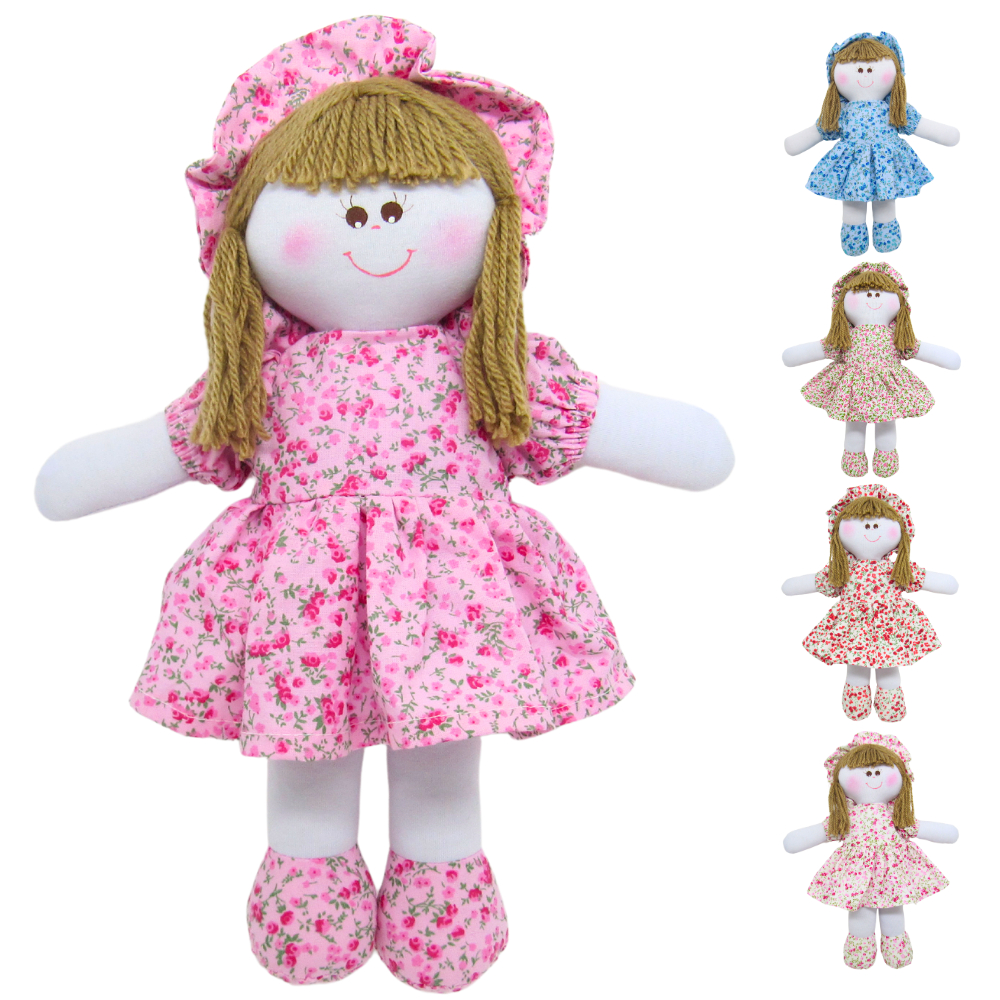 Boneca De Pano 30cm Com Vestido Estampas Sortidas 