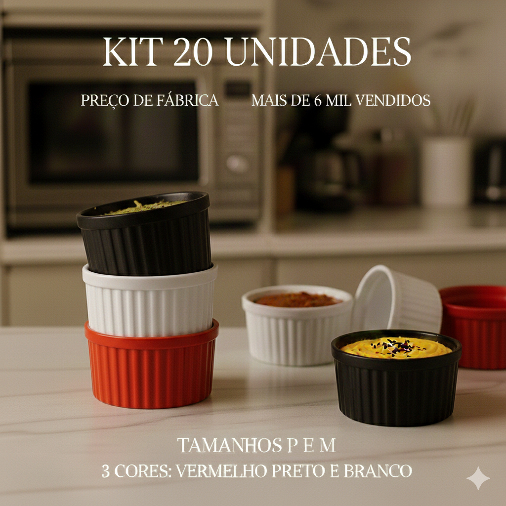 Kit 20 Ramekin NAWO Plástico 110 e 70 ml Canelado