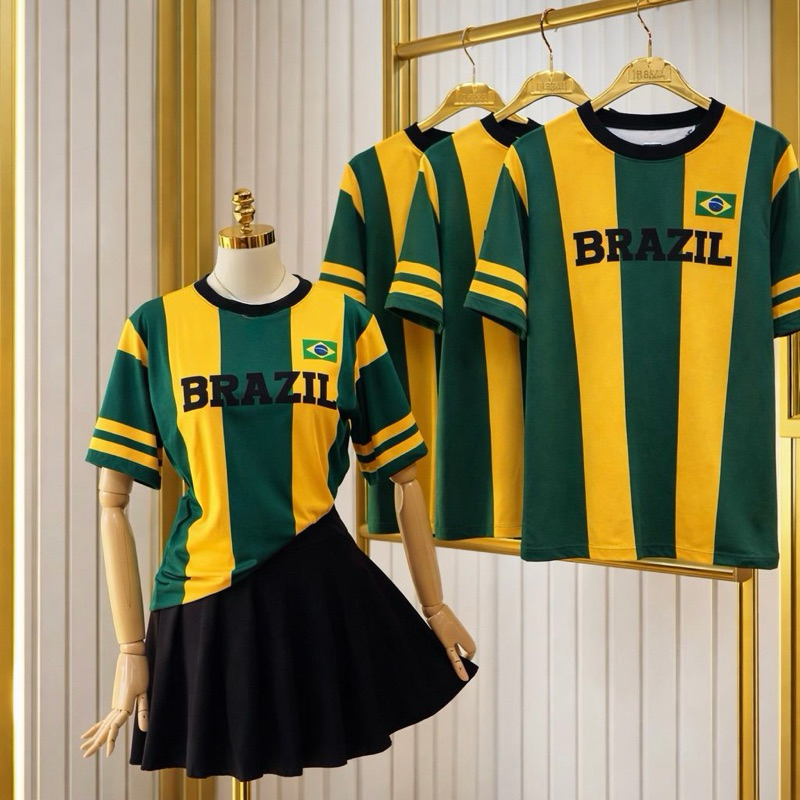 Blusa Brasil Verde e Amarela Feminina Sued Premium