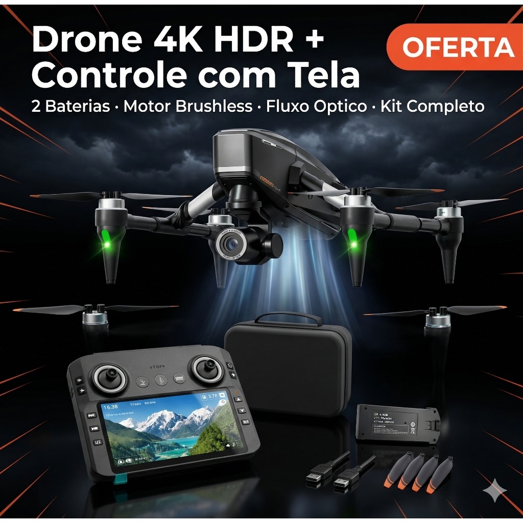 Drone 4K HDR Câmera CINE Motor Brushless Controle