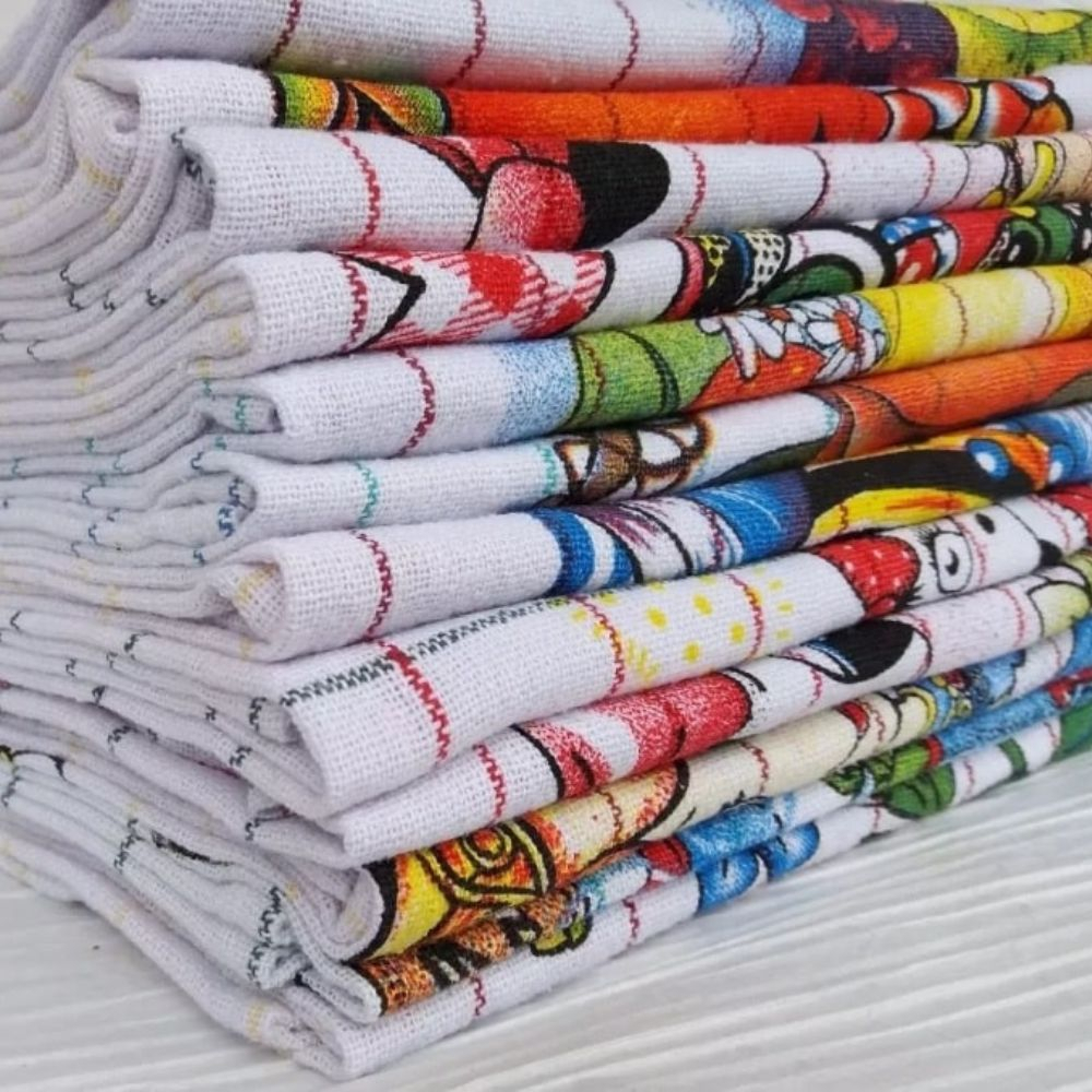 Kit 10 Panos de Prato Copa Bom Estampados 100% Alg