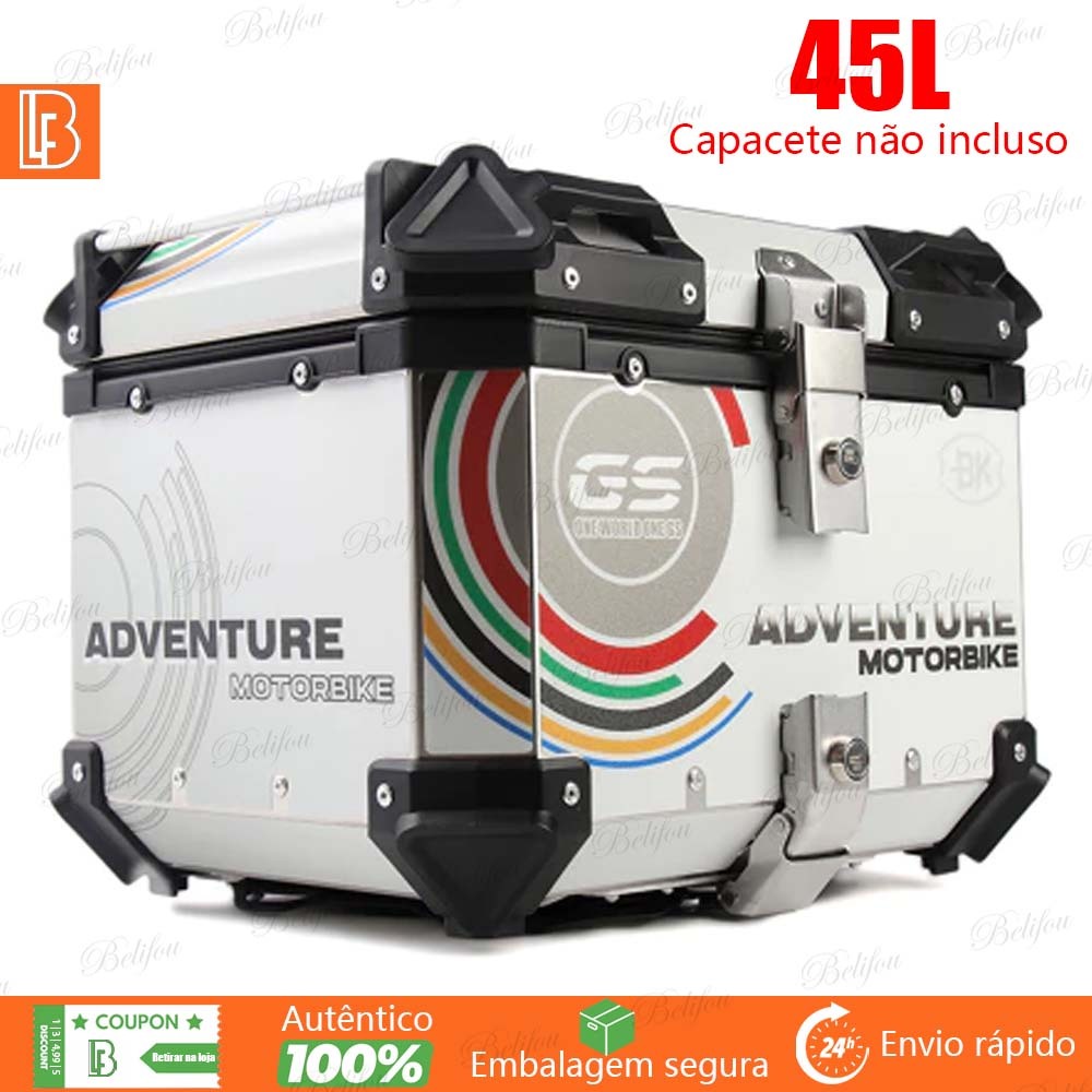 Baú Alumínio Moto Traseiro 45/65 Litros Top Case