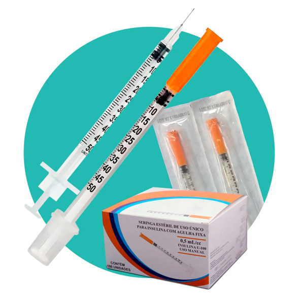 Seringa Insulina Sr 0.5ml 6 x 0.25mm Agulha Fixa U