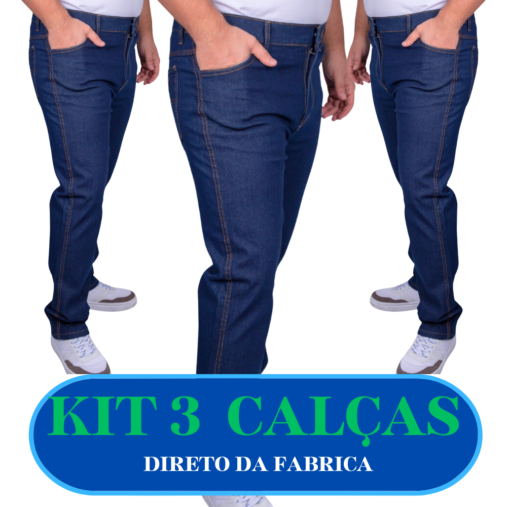 Kit 3 calça jeans masculina para Rodeio  Azul e P