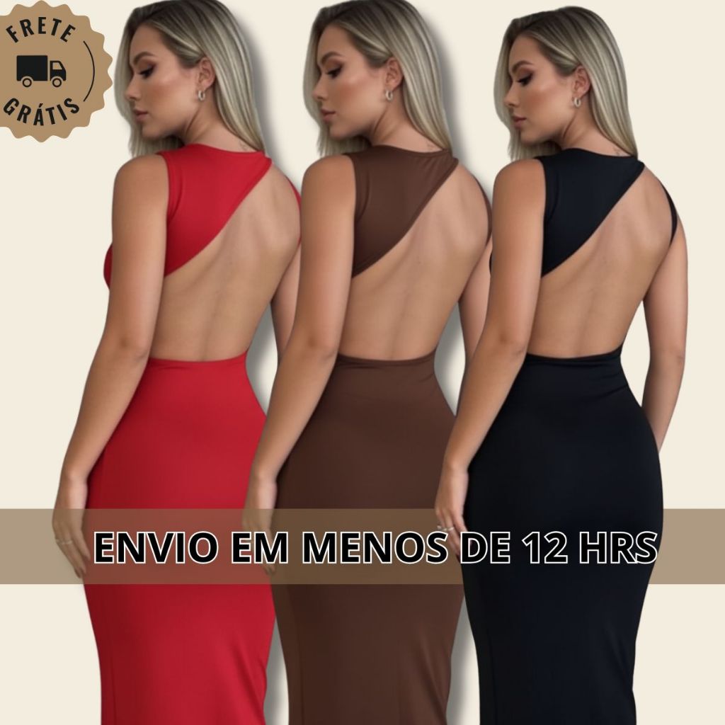 Vestido Feminino estiloso Gringa Sexy Costa aberta