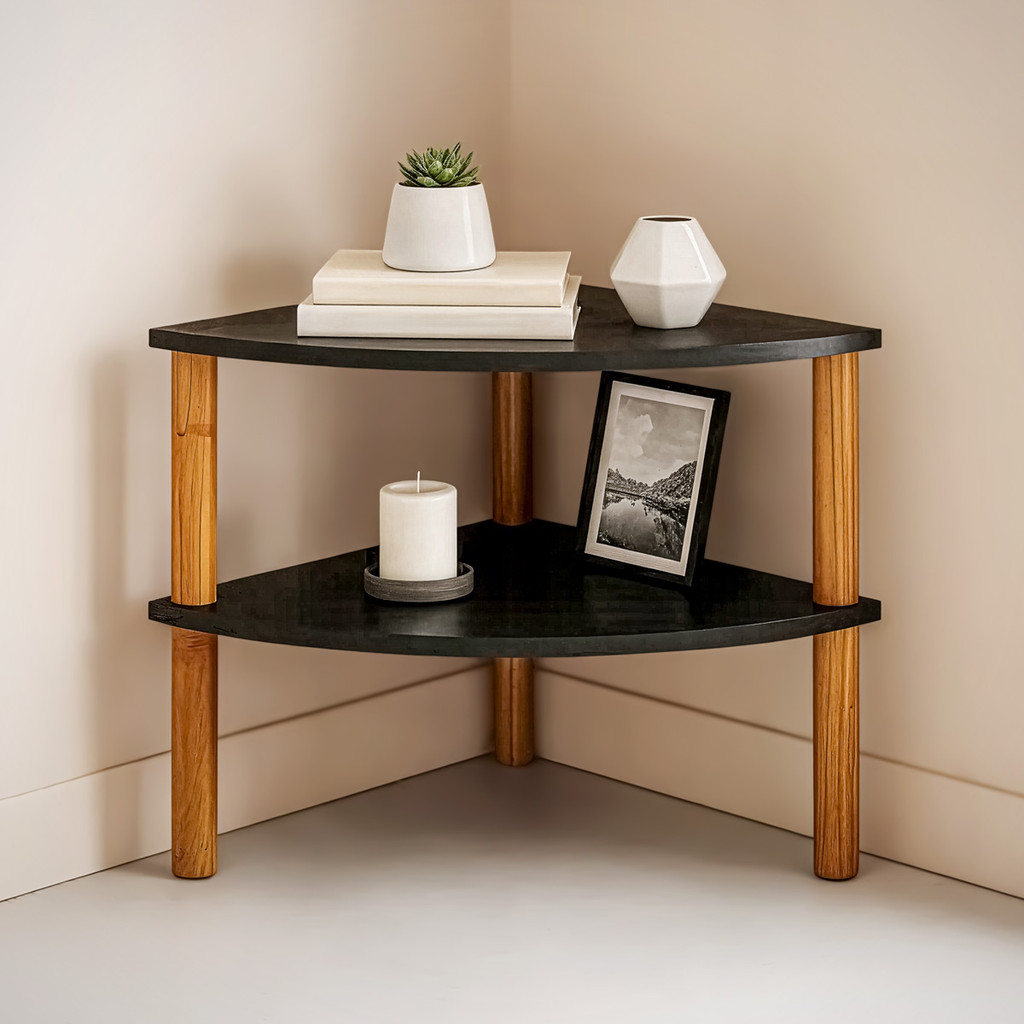 Estante De Canto Mdf E Madeira 63cmx40cmx40cm Bran