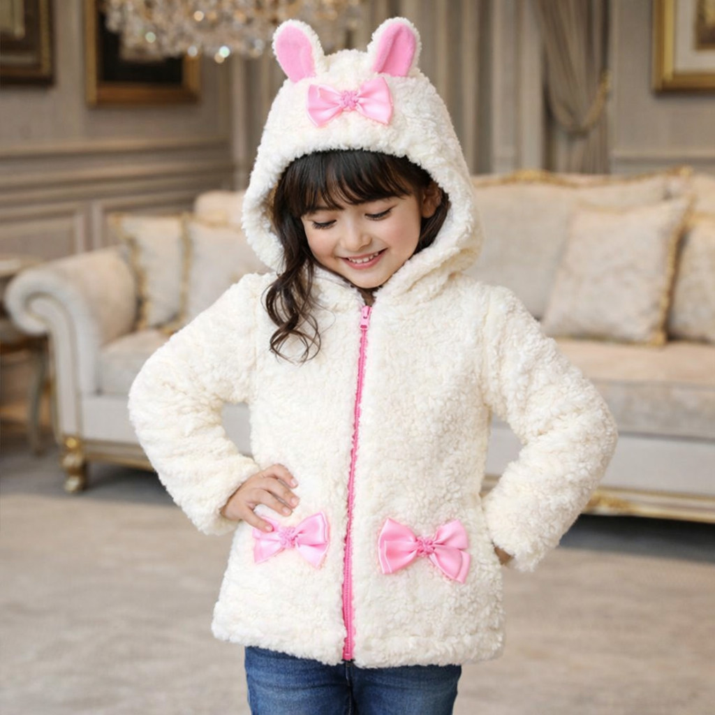 Casaco Teddy Infantil Menina Capuz Touca orelhinha