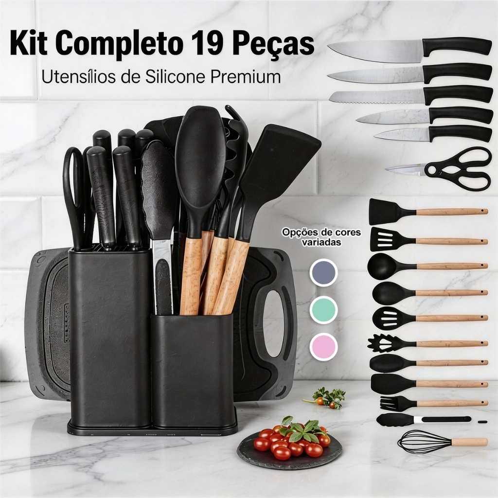 Jogo de Cozinha Premium 19 Pçs – Kit Comple