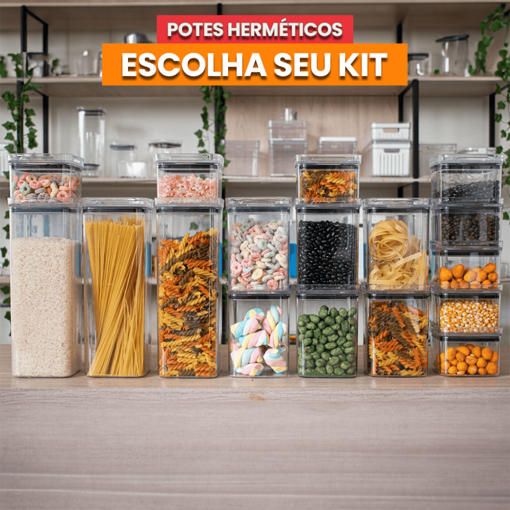Kit Potes Porta Mantimentos Herméticos  em Acríl