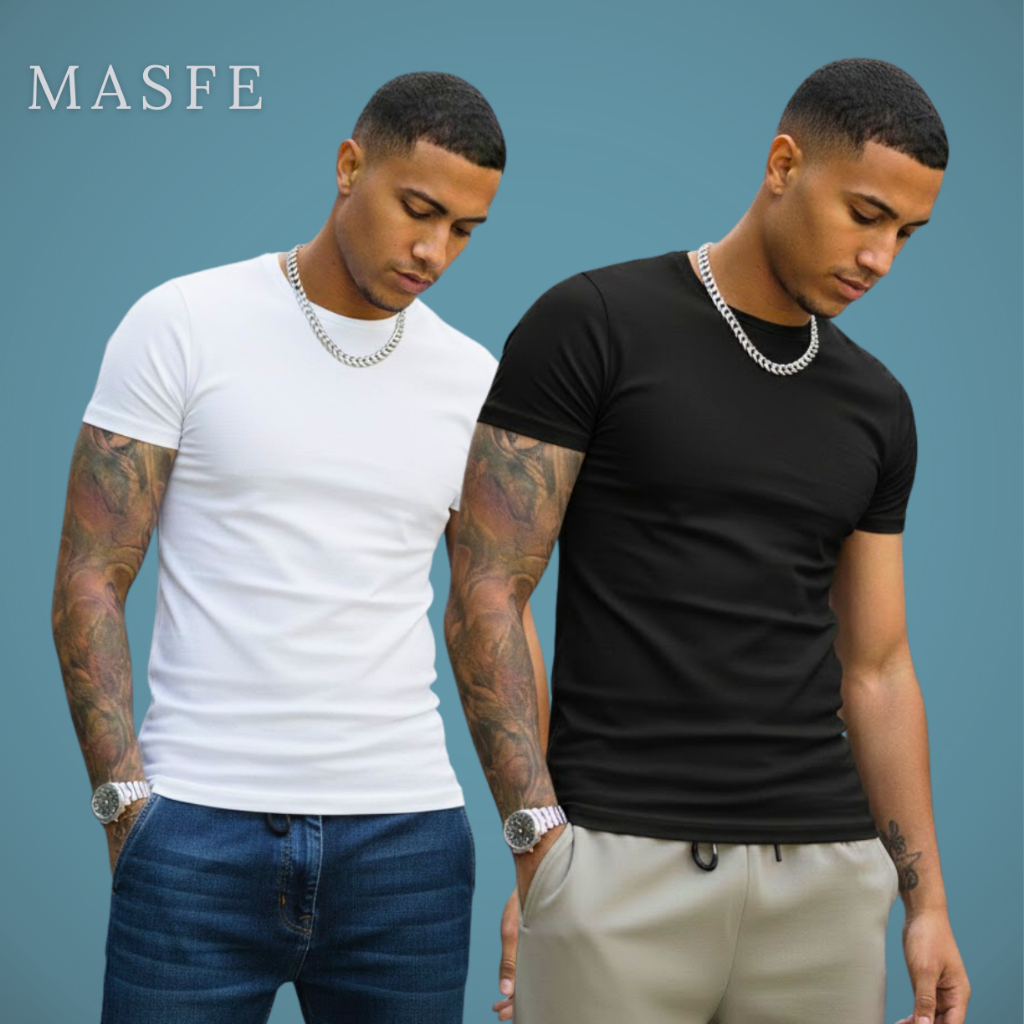 Kit c/2 Camiseta Canelada Masculina Slim Fit Estil