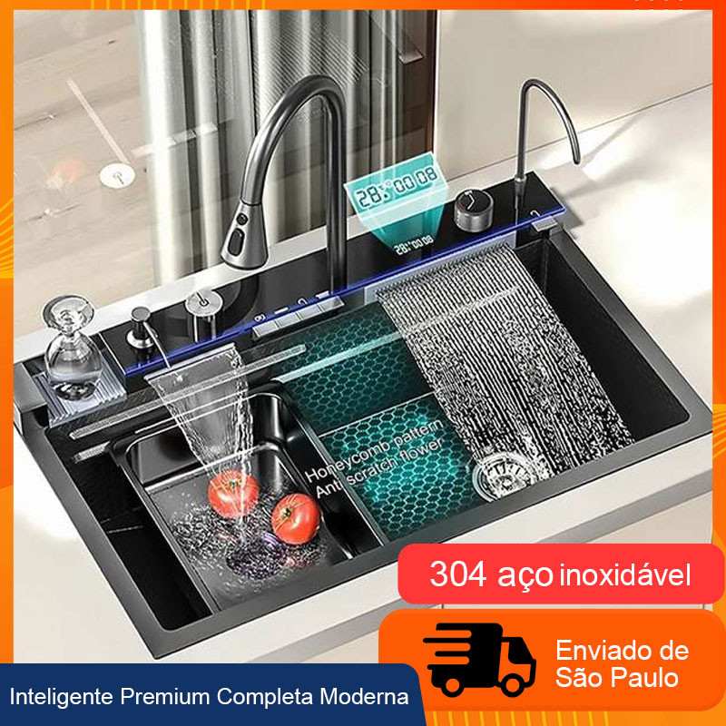 Cuba Gourmet Pia Aço Inox 304 Cozinha Cascata Sma
