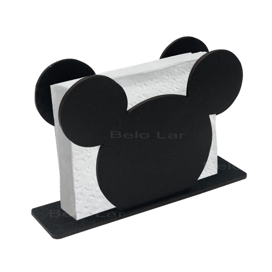 Kit 10 Porta Guardanapos Mickey Preto MDF Mesa Pos