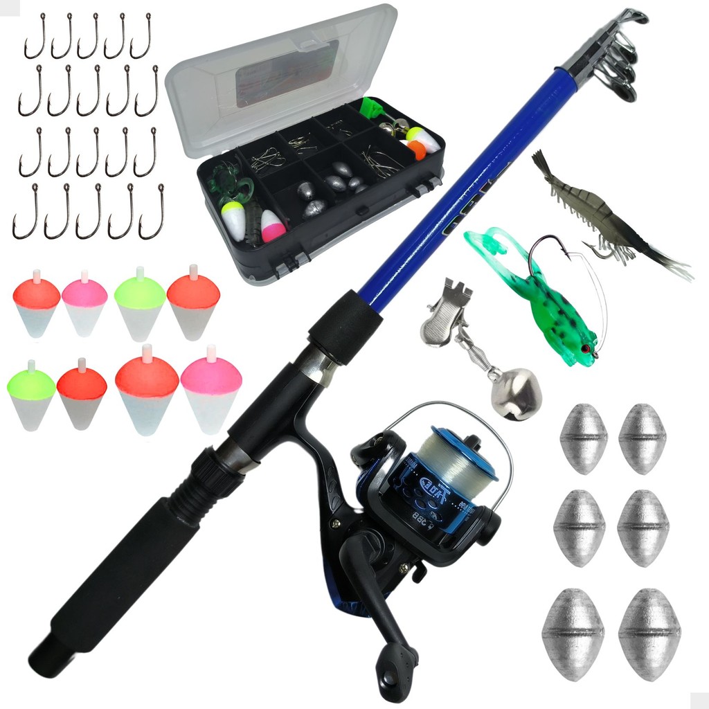 Kit De Pesca Vara + Molinete E Estojo Com Acessori