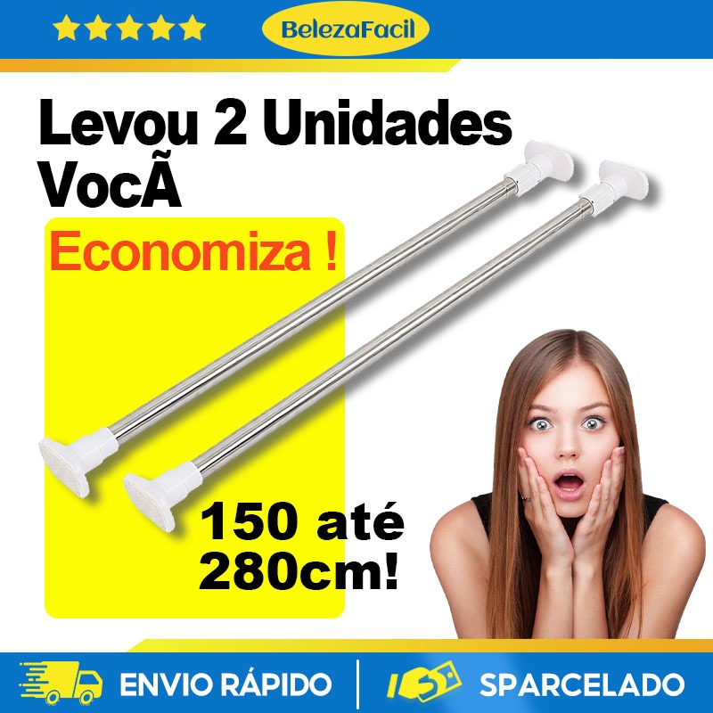 2 Peças Varão Extensivo Ajustável 70cm até 2,8