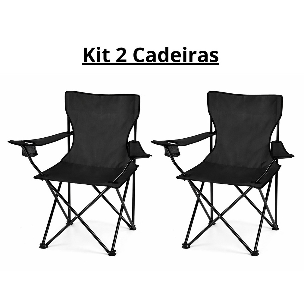 kit2  Cadeira Dobrável Camping Portátil Com Apoi