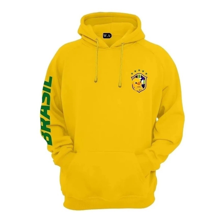 Blusa de frio do brasil moletom canguru torcedor b
