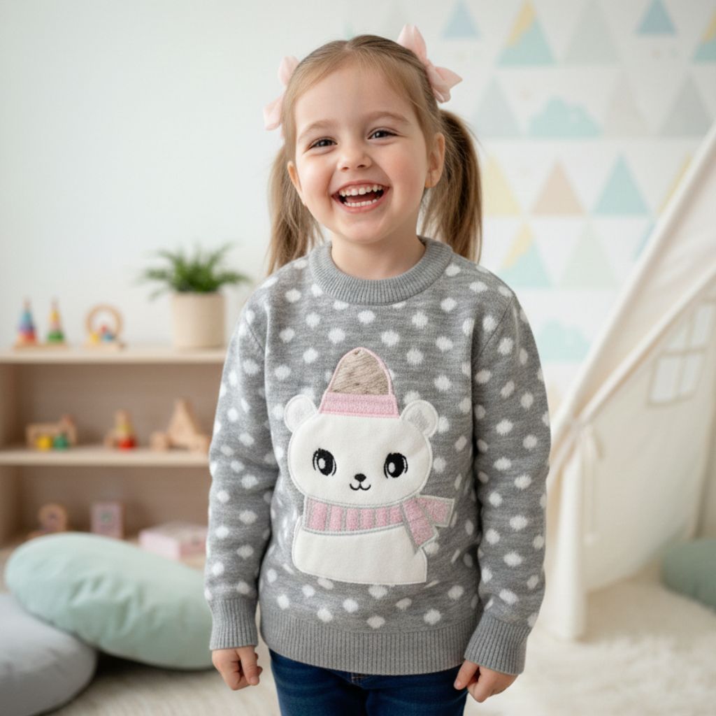 Blusa de Tricô Infantil Menina Inverno Quentinha