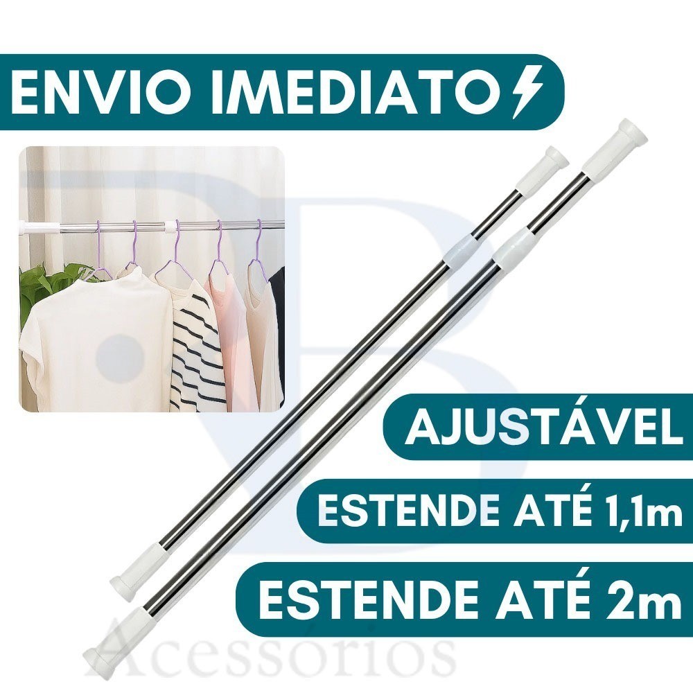 Varão Retrátil Extensível Inox Cortina Pia de C