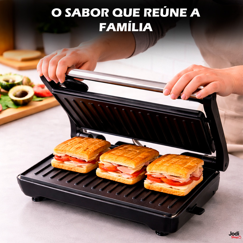 Mini Grill Grelha Sanduicheira Inox 750w Antiderra