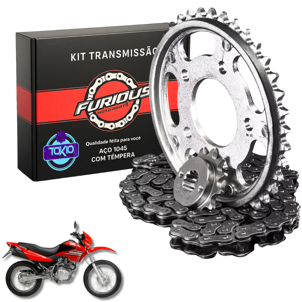KIT RELAÇÃO BROS 125 NXR 2003 2004 2005 TRANSMIS