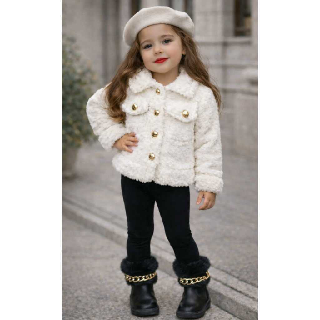 Blusa Casaco de Teddy Infantil Menina Frio Inverno