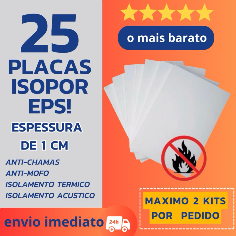 KIT 25 Placas De Isopor EPS  1000×500 –